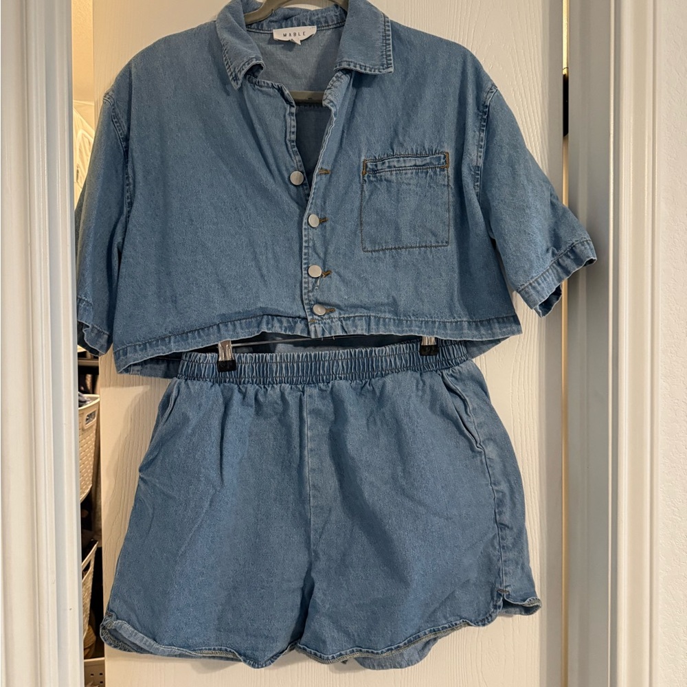 Mable Light Blue Denim Set size L